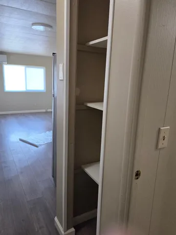 an outdoor space with seating