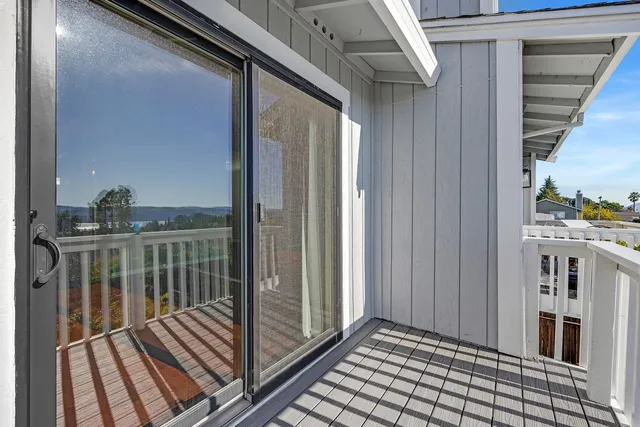 a view of a balcony from door