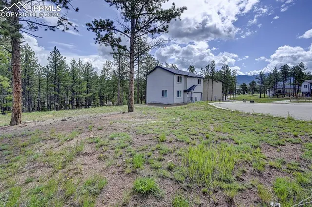 a large house with a big yard and large trees
