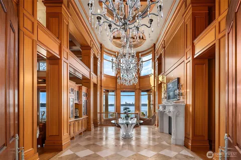 a view of a building with sitting area