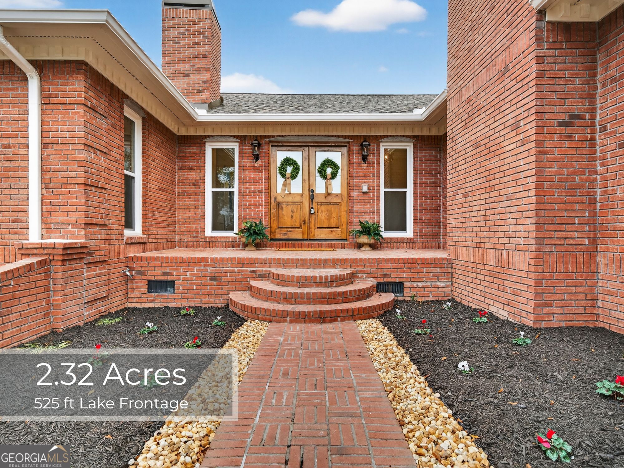 a view of a brick building with a outdoor space
