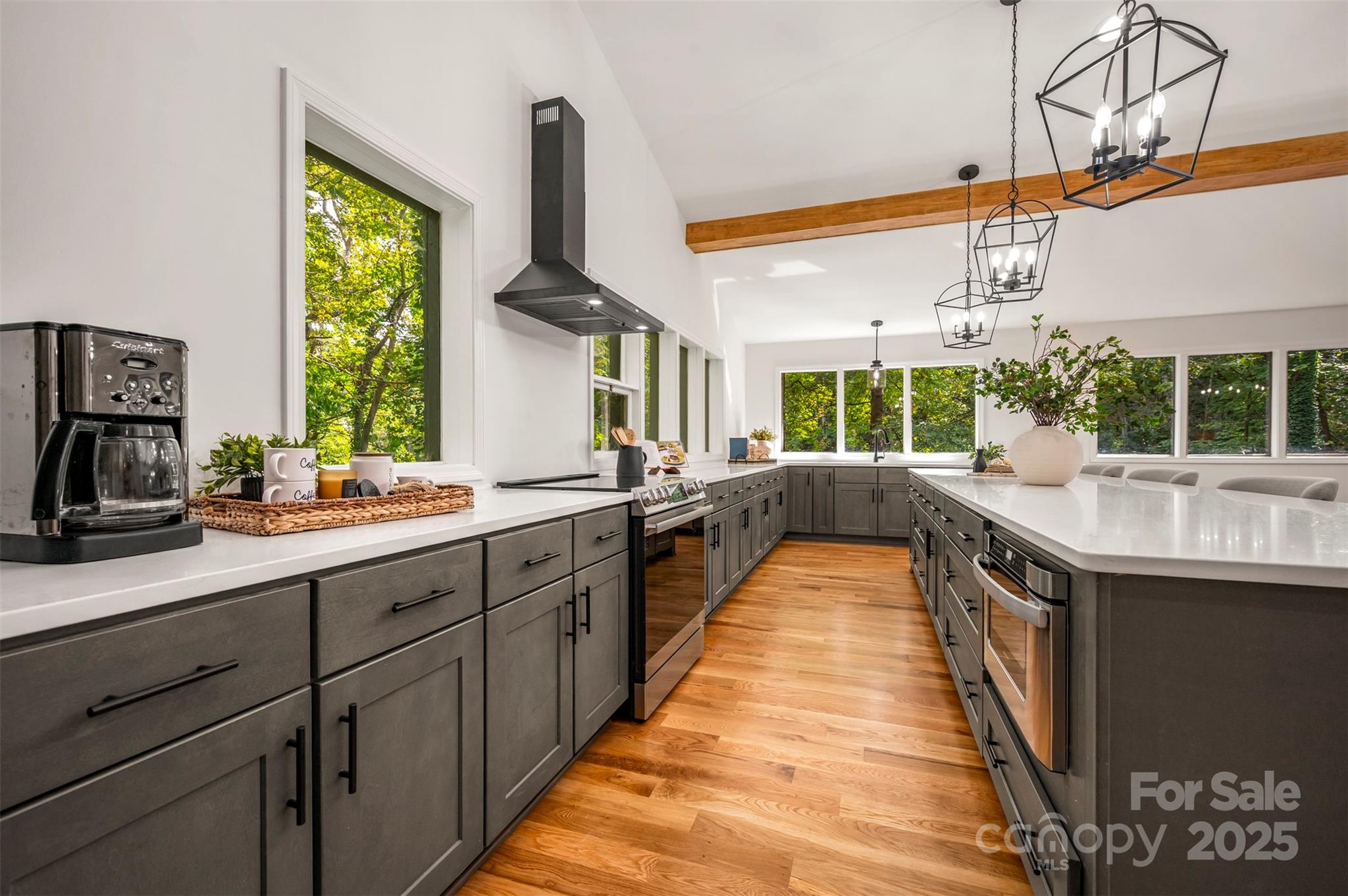 160 Lasae Lane Tryon, NC 28782 - Photo 5 of 48 a kitchen with stainless steel appliances granite countertop a sink and a large window