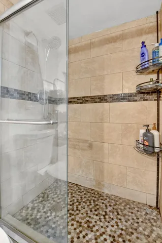 a bathroom with a shower