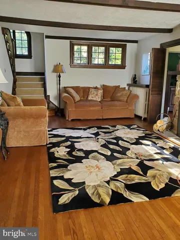 a living room with a couch and a table