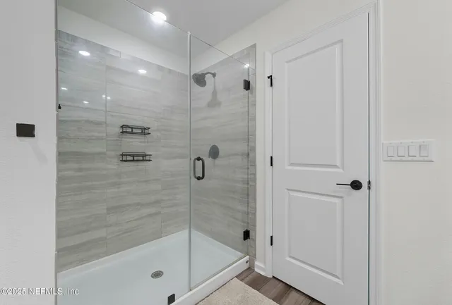 a bathroom with a shower