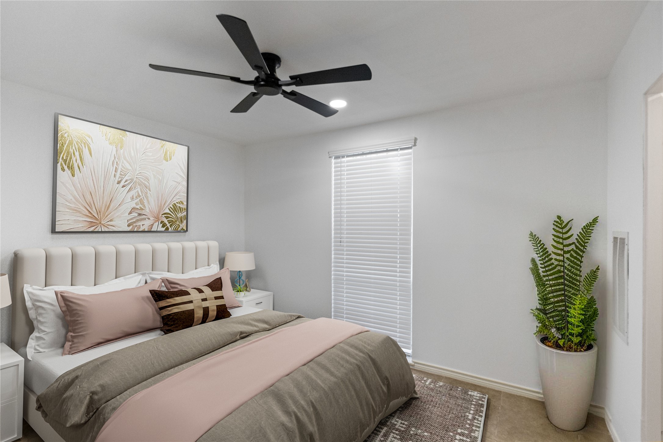 5353 Institute Lane, Unit 12 Houston, TX 77005 - Photo 7 of 15 a bedroom with a bed a couch and a potted plant