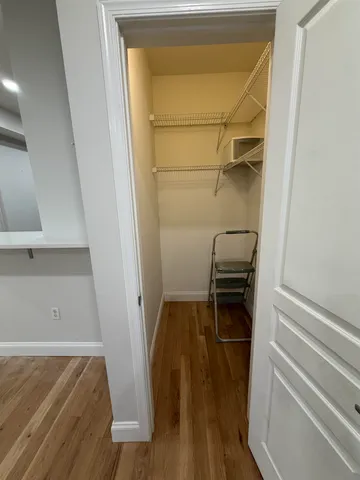 a view of walk in closet with empty racks