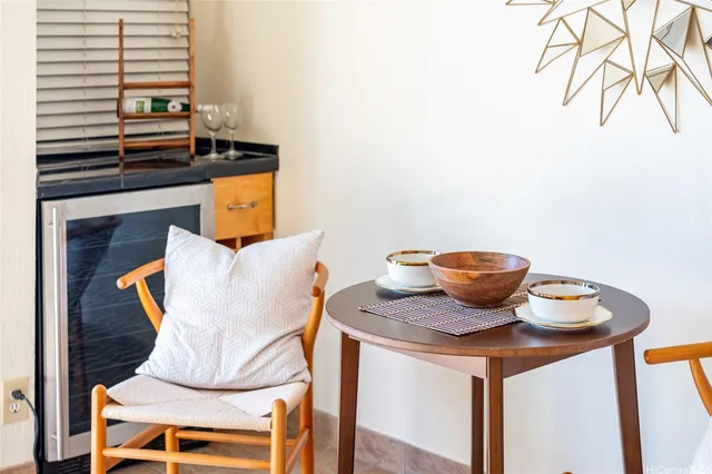 a living room with furniture and decor