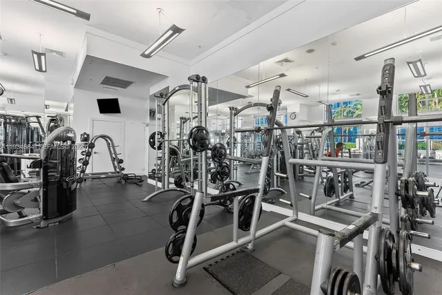 a view of a room with gym equipment