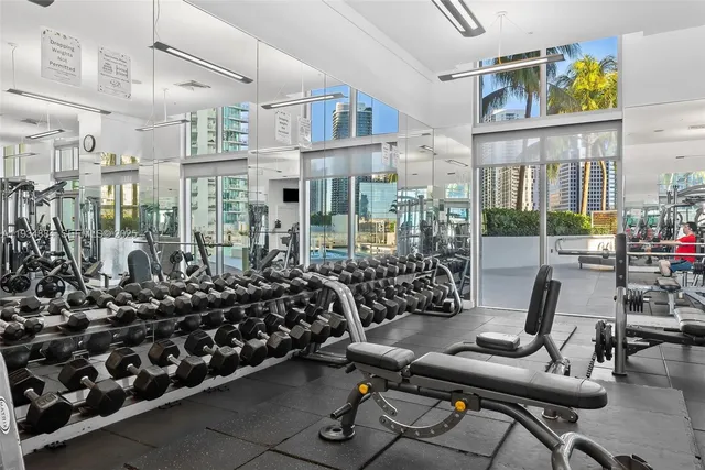 a view of a room with gym equipment