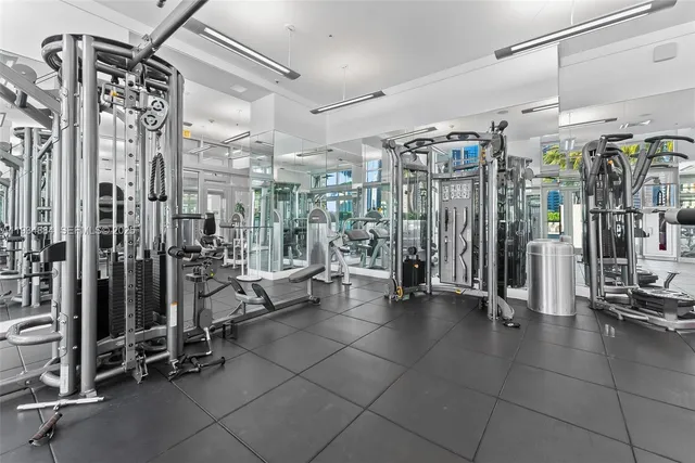 a view of a room with gym equipment