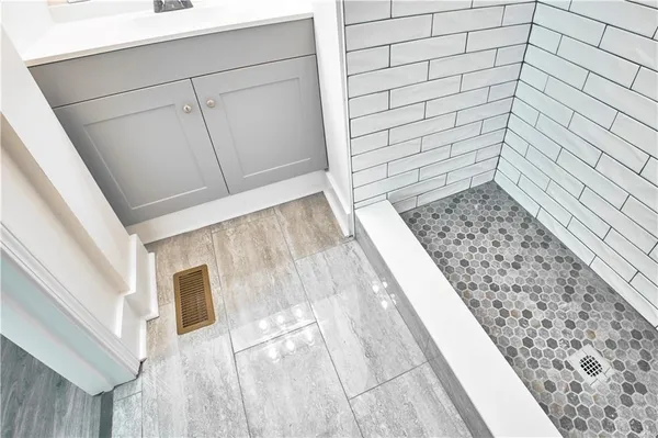a bathroom with a shower