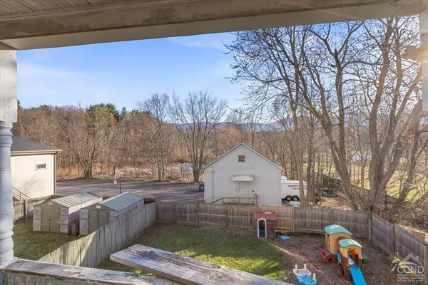 a view of yard from deck