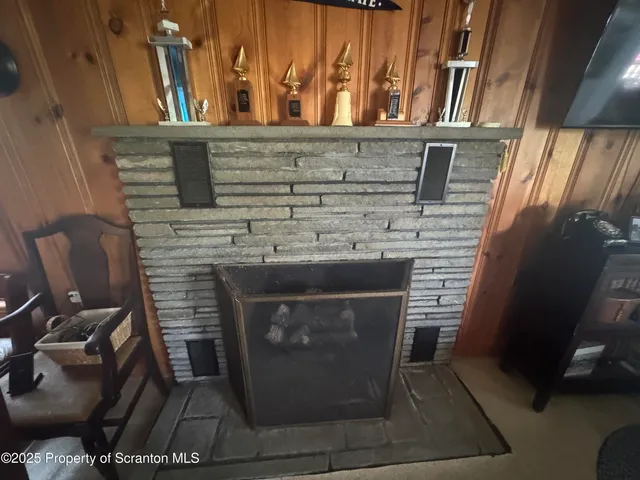 a close view of a fireplace