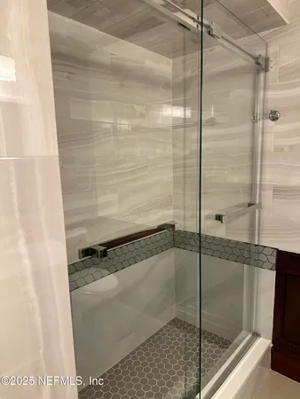 a bathroom with a shower