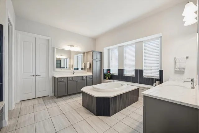 a room with a table and chairs