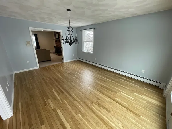 a view of a livingroom with a chandelier