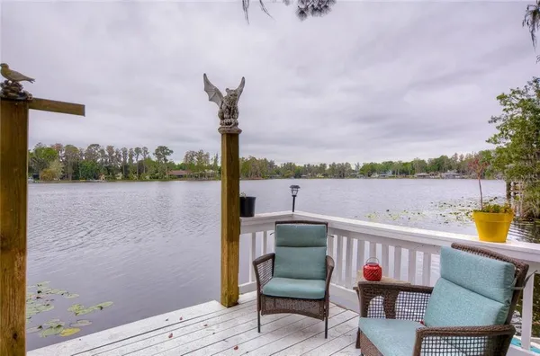 a view of lake from balcony