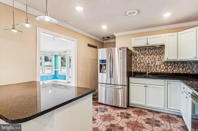 a front view of a building with street