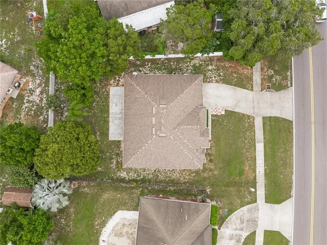 an aerial view of a house