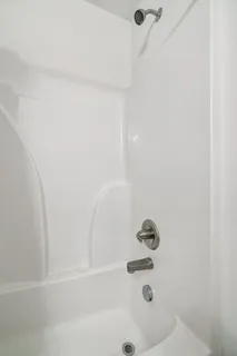 a bathroom with a bathtub