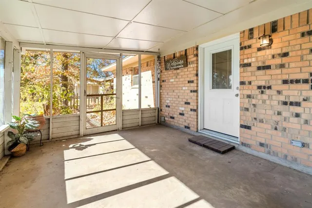 a living room with a large window