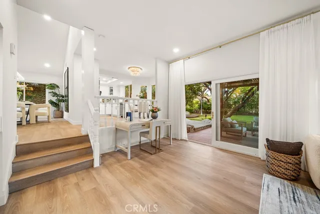 a outdoor space with patio furniture and a potted plant