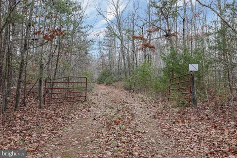 a view of a yard with wooden fence