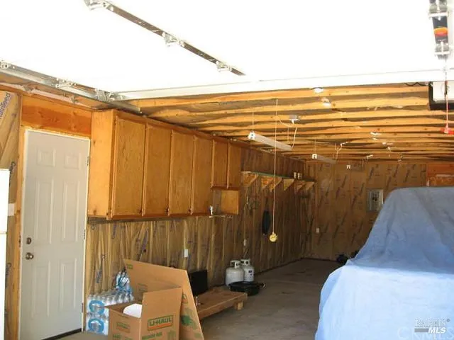 a view of a room with racks on the wall