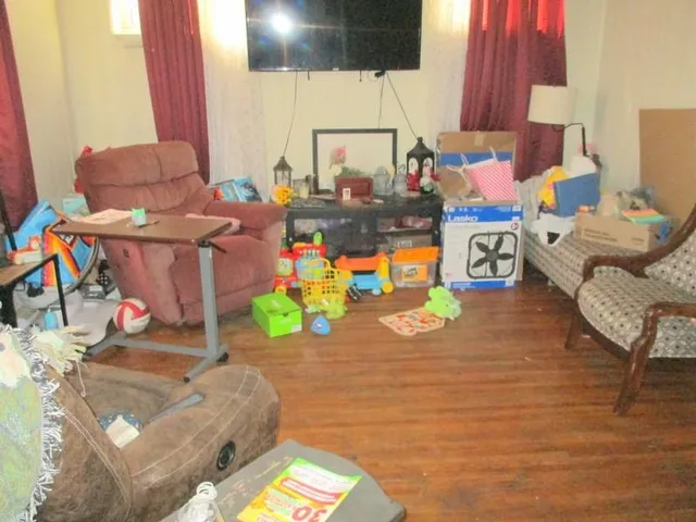 a living room with furniture