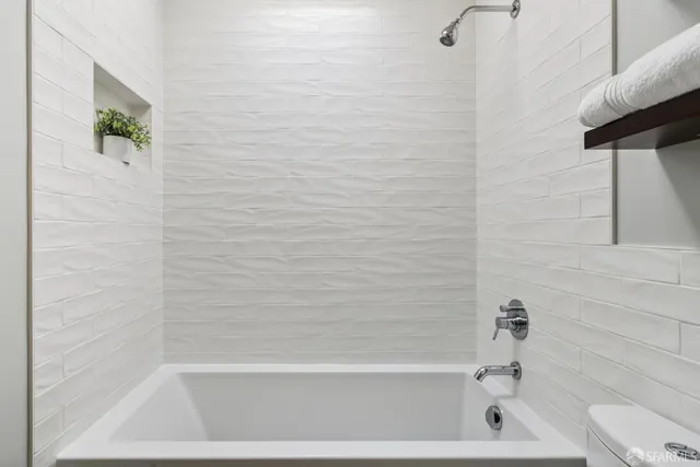 a bathroom with a bathtub