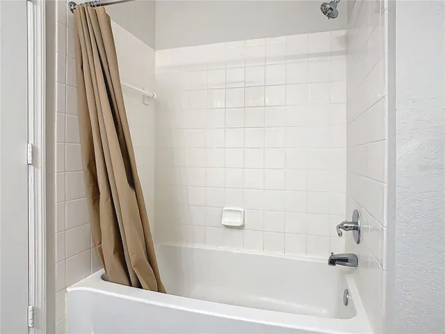 a bathroom with a bathtub