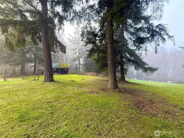 a view of a yard with an outdoor space