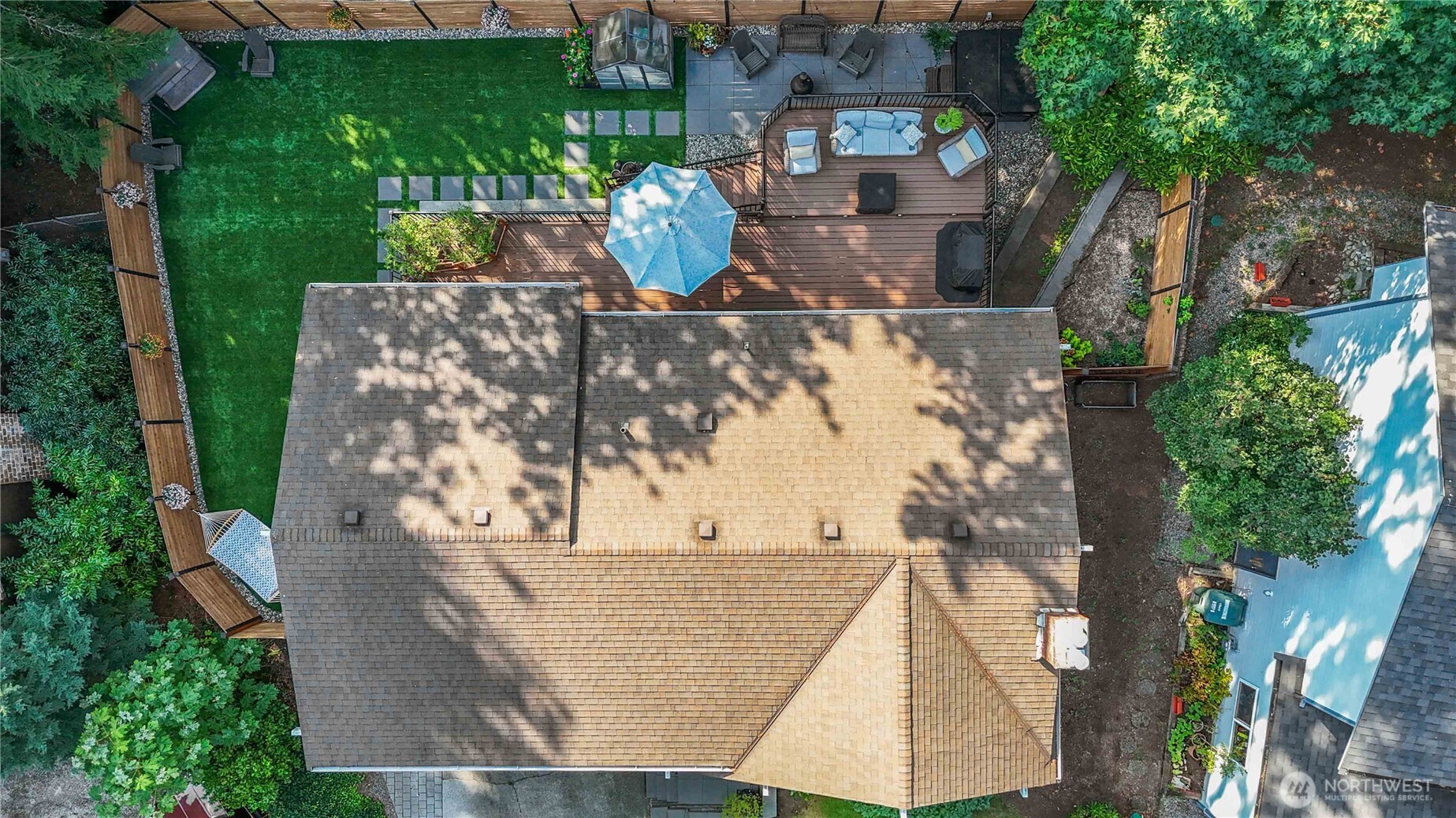 10621 Northeast 147th Street Bothell, WA 98011 - Photo 35 of 36 an aerial view of a house with a yard basket ball court and outdoor seating