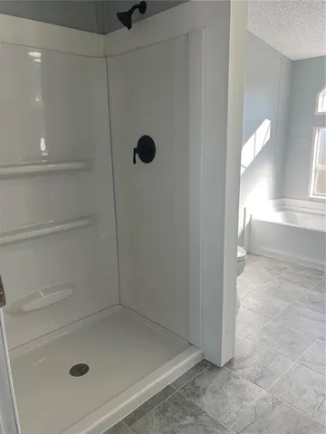 a bathroom with a shower