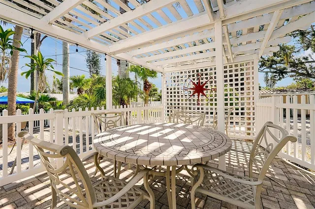 a view of a yard with plants and trees