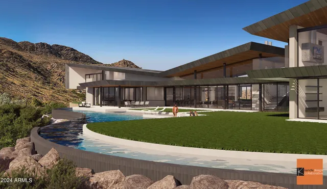 a view of a house with swimming pool and a yard