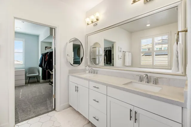 a bedroom with a bed and furniture