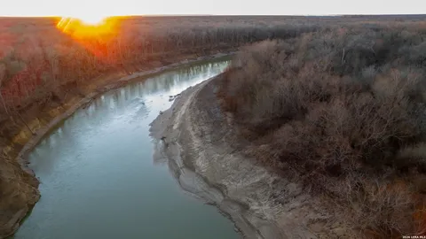 a view of a lake in middle of forest