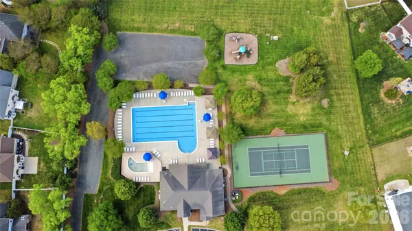 an aerial view of a house having outdoor space
