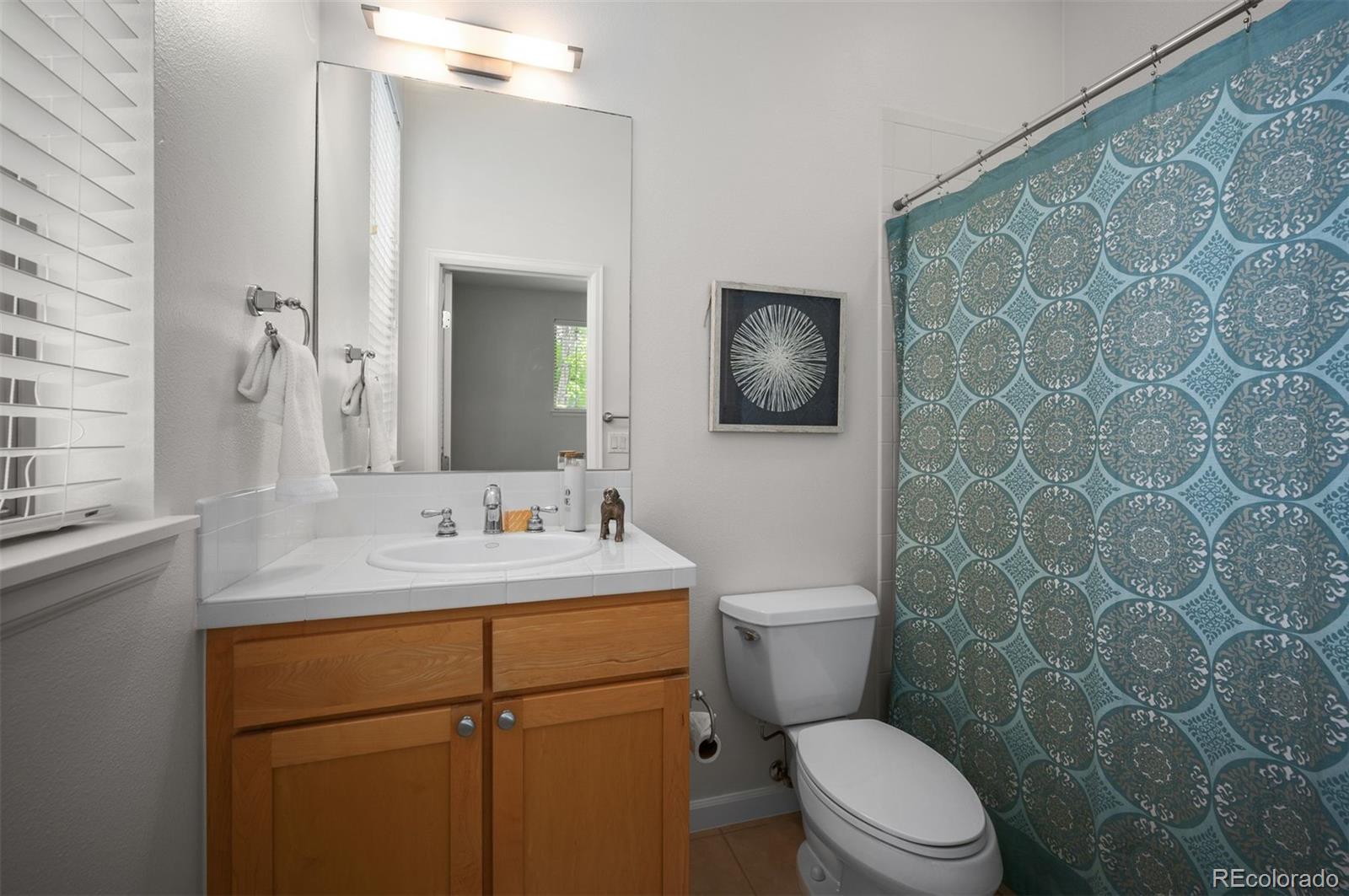 217 Spruce Street, Unit 101 Denver, CO 80230 - Photo 26 of 37 a bathroom with a toilet sink vanity and mirror