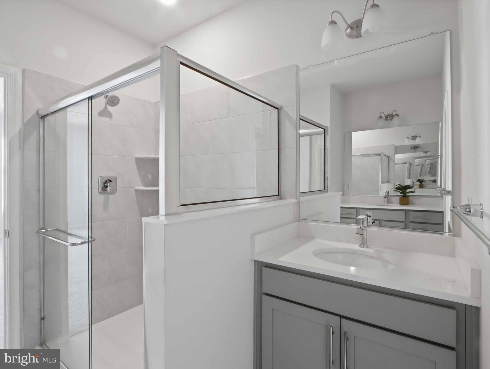 485 Hanson Street Frederick, MD 21701 - Photo 19 of 48 a bathroom with a shower sink and mirror