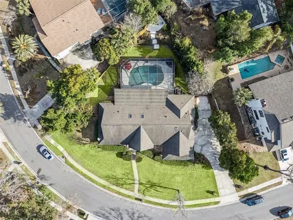 an aerial view of a house