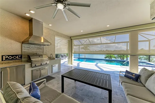 a view of a lake from a yard