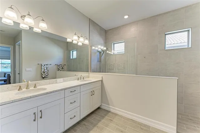 a view of a swimming pool and trees