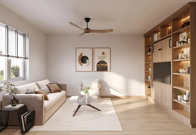 a living room with furniture and window