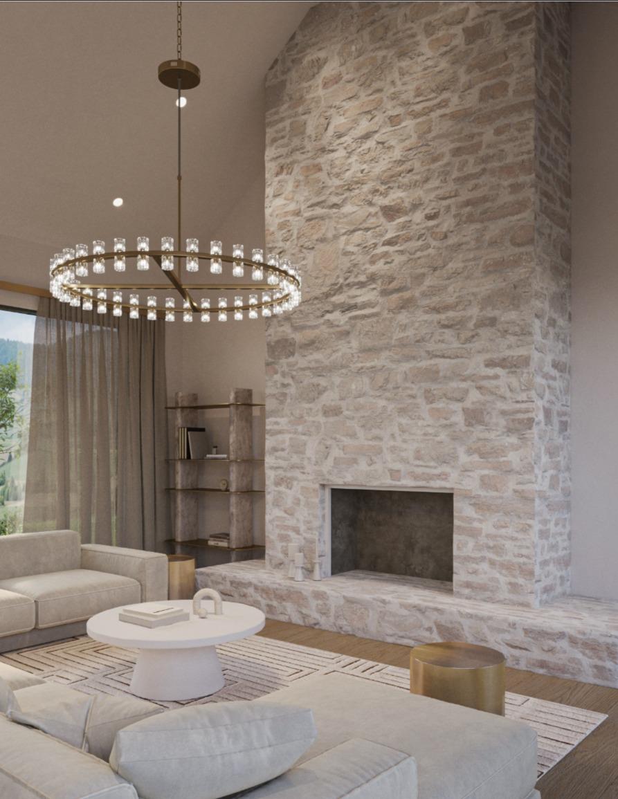 2735 Rattlesnake Road Newcastle, CA 95658 - Photo 66 of 84 a living room with furniture a fireplace and a chandelier