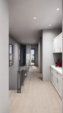 a view of a kitchen with furniture and a kitchen