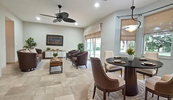 a view of a livingroom and dining room