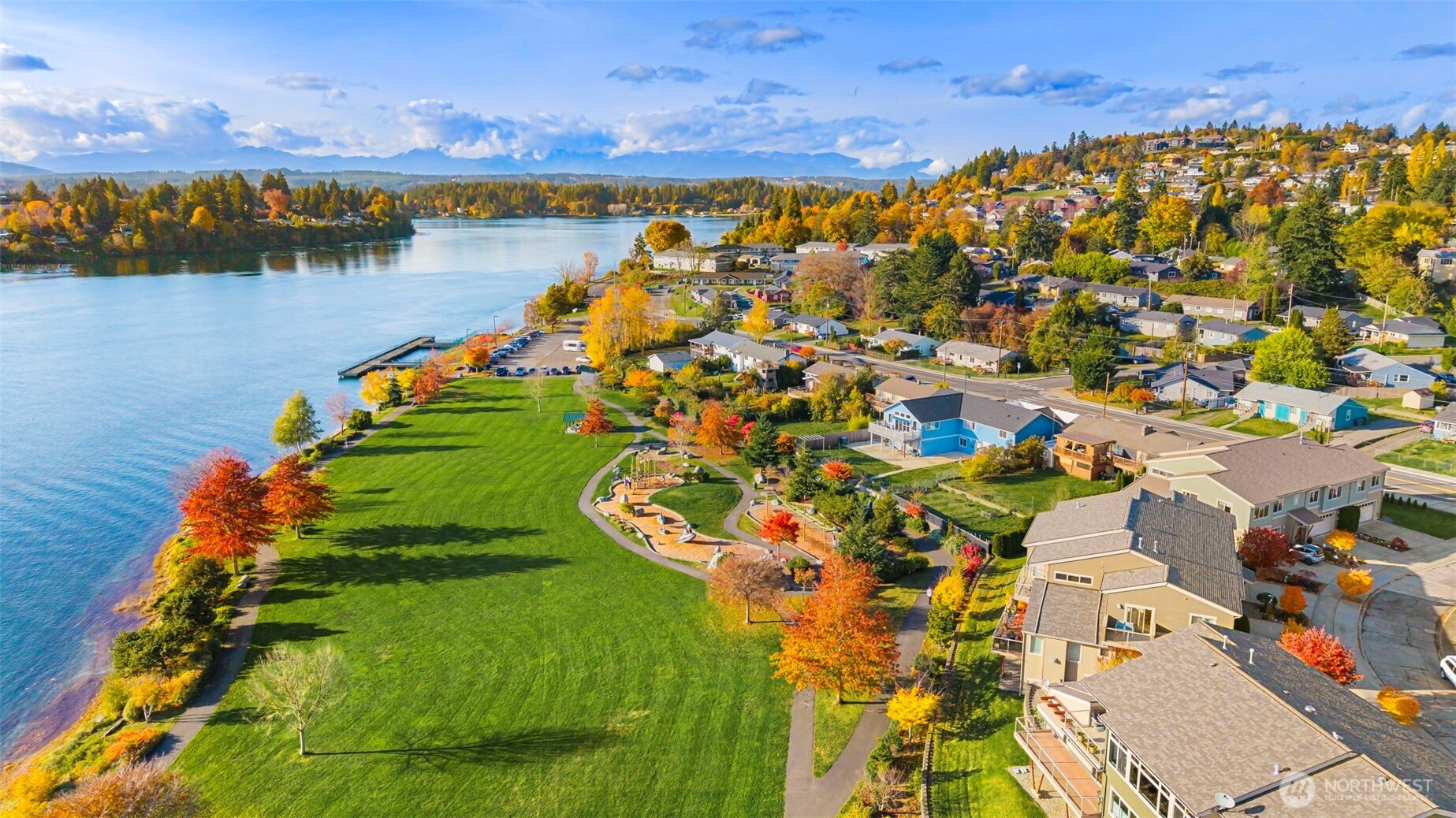 219 Apple Street Bremerton, WA 98310 - Photo 31 of 39 an aerial view of a house with a lake view